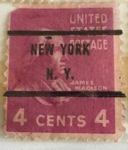 James Madison Precancel 4 Cent Stamp - Picture 1 of 1