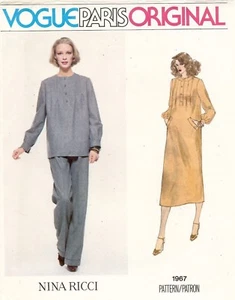 1970's VOGUE Dress,Tunic,Pants Nina Ricci Pattern 1967 Size 14 UNCUT - Picture 1 of 2