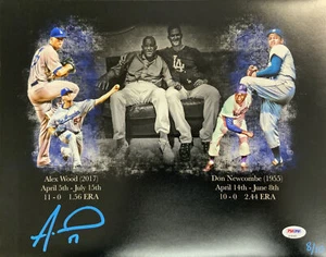 DODGERS DON NEWCOMBE ALEX WOOD PHOTO 11X14 SIGNED BY ALEX WOOD LIMITED /10 PSA - Picture 1 of 4