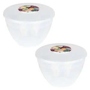 2 Uk Pint Basin With Lid 40 Fl Oz 2 Pack Food Safe 1 Litre Plastic Bowls And L - Picture 1 of 6