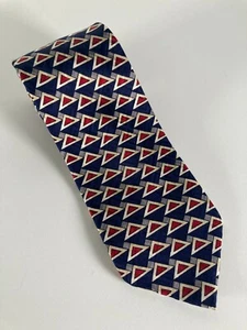 Brooks Brothers BFS Mens Silk Tie Navy Blue Red White Triangle Geometric - Picture 1 of 4