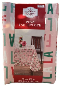 Holiday Time PEVA Tablecloth 60"x102" Rectangle FaLaLa Christmas Decoration New - Picture 1 of 4