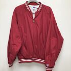 Russell Athletic Mens Bomber Jacket Red White Striped Pockets Mock Neck XL