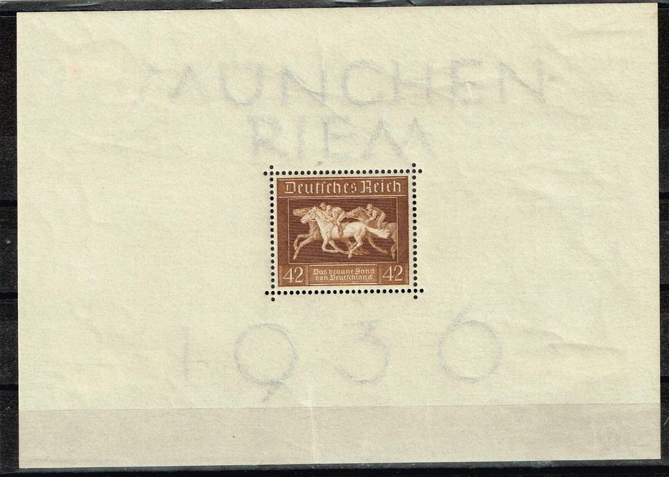 Germany Farm Animals Horse Riders Souvenir Sheet 1936 MLH A-5 - Image 1 of 1