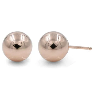 Rachel Koen Rose Gold Round Ball Stud Earrings 14K Gold 10mm - Picture 1 of 4