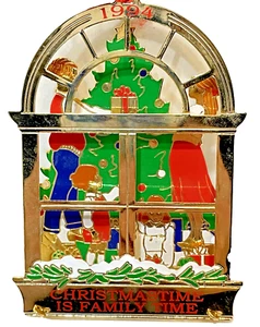 Vintage 1994 American Greeting Christmas Is Family Time Metall Ornament - Bild 1 von 5