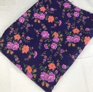 Vtg 1950’s Purple Fabric with Orange And Pink floral Print - Picture 1 of 5