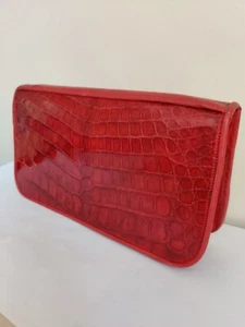 Exceptional Genuine Caiman Alligator Leather Clutch Bag Industria Argentina VTG - Picture 1 of 12