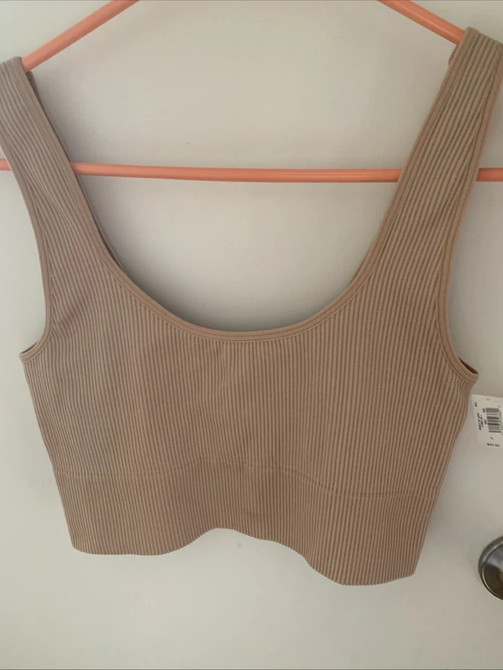 GapBody Seamless LARGE Ribbed Cropped Tank Top Cafe Au Lait NWT Foto 1 de 4