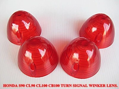 Fit HONDA S90 CL90 CL100 CB100 CB125 TURN SIGNAL LENS RED SET 4 PCS.#BI# - Imagem 1 de 4
