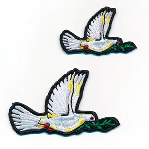 2 Tauben Frieden Peace Liebe Friedenstauben Patch Aufnäher Aufbügler Set 0989 - Picture 1 of 3