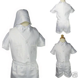 Traje formal blanco para bebé niño y niño pequeño bautizo bautismo (0-30M) - Imagen 1 de 5