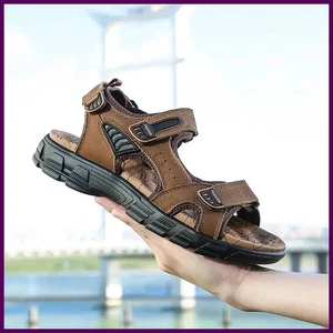 2025 Nuevas Sandalias de Cuero Genuino para Hombre Verano Exterior Antideslizantes Senderismo - Imagen 1 de 21