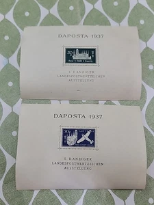 DANZIG 1937 Daposta mini sheet set of 2 MINT Stamps Vintage - Picture 1 of 10