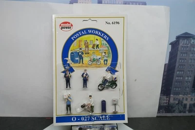 MODEL POWER O-027 SCALE POSTAL WORKERS 5 FIGURES BIKE & OTHER DETAIL ITEMS! READ - Image 1 of 4