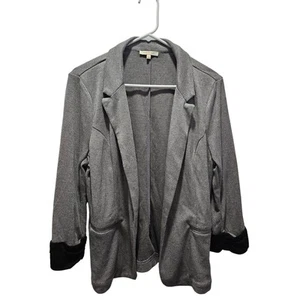 Skies are Blue Asa Knit Blazer Womens Light Gray Open 3/4 Sleeve Size L - Picture 1 of 10