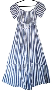 Isabel Maternity Dress Womens XL Blue White Striped Boho Maxi Beachy Flowy - Picture 1 of 10