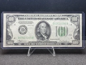 Fr. 2152-D 1934 $100 CLEVELAND FRN D/A BLOCK UNC Storage Crease Z49 - Picture 1 of 2