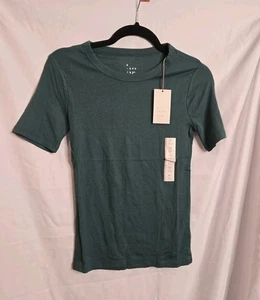a. New Day Mujer Talla X-Pequeña Verde Manga Corta Acanalada Camiseta - Imagen 1 de 3