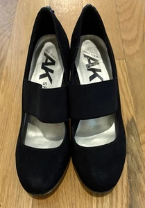 Zapatos para mujer Anne Klein de tacón deportivo elásticos negros de gamuza zapatos cómodos talla 7,5 - Imagen 1 de 6