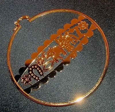 Pair Hoop Earrings for Women 14K Yellow Gold Plated Elephant - Image 1 of 4