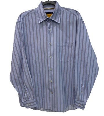 Robert Talbott Carmel Shirt L Long Sleeve Button Up Blue Striped Cotton EUC - Image 1 of 4