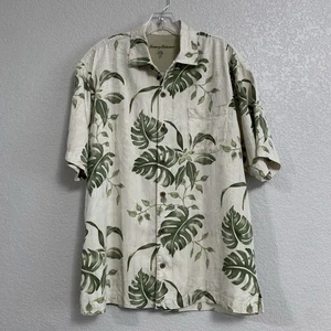 Tommy Bahama Hemd Herren L Seide Hawaii Blätter Print Kurzarm Knopfleiste - Bild 1 von 11