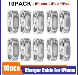 10 PACK USB 8 Pin Charger Cable Cord For iPhone 6 7 8 X XR 11 12 13 14 Pro Max - Picture 1 of 2