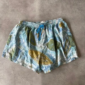 Vintage Mens Swim Trunks SmallY2K Abstract Pattern Surfer Bottoms, Blue Green - Picture 1 of 10