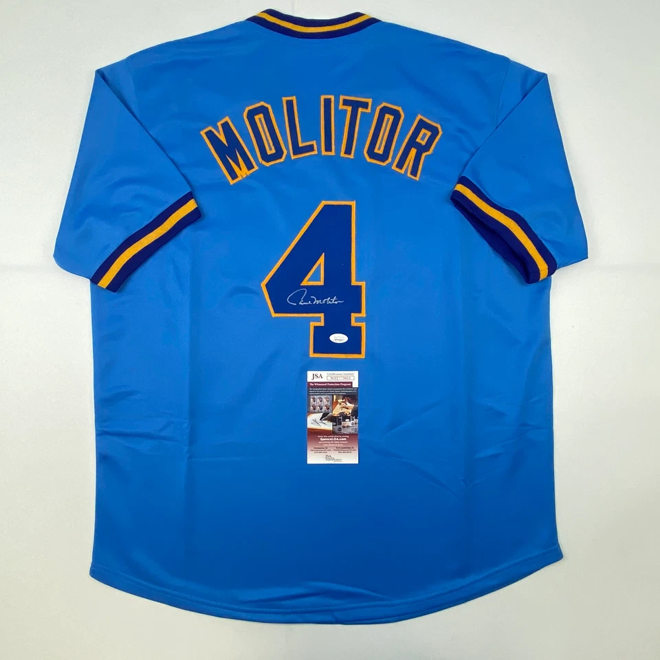 Autographed/Signed Paul Molitor Milwaukee Blue Baseball Jersey JSA COA Auto - Image 1 of 4