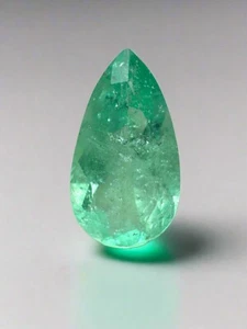 2,76 Karat länglich hellgrün natürlich lose kolumbianische Smaragd-Birnenschliff - Bild 1 von 9