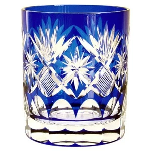 Edo Kiriko Tajima Glass Hoshikiriko Blue Rock glass Old fashioned glass Japan - Picture 1 of 11