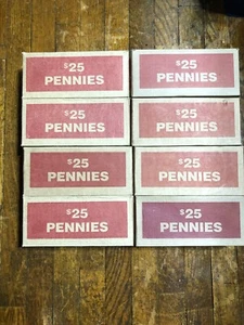 4 VERSIEGELTE Bankbox 50 Rollen Pennies 25 $ FV ungeöffnet nicht durchsucht 100 $ Nennwert - Bild 1 von 6
