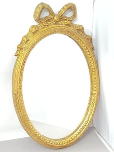 Specchio da parete ovale oro cornice legno italiano vintage con accento piano ad arco - Foto 1 di 6
