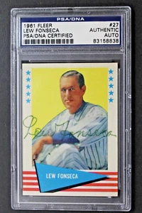 Lew Fonseca (d.1989) Reds Phillies 1961 Fleer #27 Autographed Signed Card PSA - Picture 1 of 3