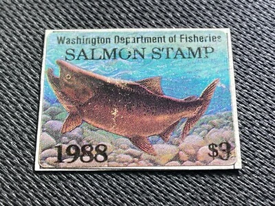 1988 Washington Salmon Stamp Department of Fisheries MNHOG - Image 1 of 2