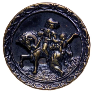 Cuadro grande antiguo de caballo de latón tintado botón Lochinvar BONITO 1 y 1/4 - Imagen 1 de 6