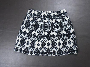 Gonna Ann Taylor Loft 6P 6 Petites nera e avorio stampa Ikat misto lino tasche - Foto 1 di 9
