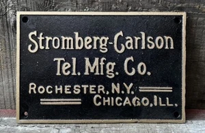 Stromberg-Carlson Telephone Mfg. Co., Rochester, NY, Chicago, IL, Cast Iron Sign - Picture 1 of 1