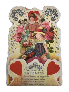 Tarjeta de San Valentín Pop Up alemana vintage años 30 1940 panal Felicidad de San Valentín - Imagen 1 de 3