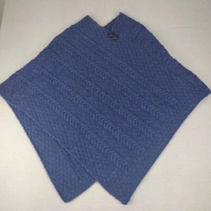 Aran Poncho Sweater Womens One Size Soft Merino Wool Woolen Mills Cable Knit - Picture 1 of 9