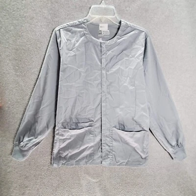 WonderWink женщин скраб Топ XS серый чудо работы длинным рукавом Snap кнопка карманы - Изображение 1 из 4