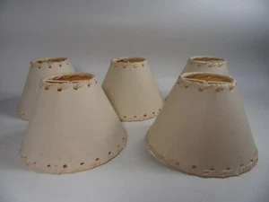 VINTAGE X5 Lampshades Clip On Parchment / Paper Cream Stitched Shades Retro . - Picture 1 of 9