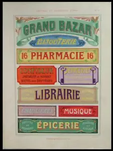 FRANZÖSISCHES JUGENDSTIL LADENSCHILD - 1905 LITHOGRAPHIE - SCHRIFTEN, BORDERE - Bild 1 von 2