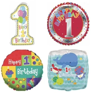 Happy 1st Birthday Girl or Boy Foil Mylar First Birthday Party Balloons - Picture 1 of 6