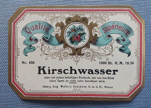 Old Pattern Label Label Kirschwasser Georg August Walter Mainz - Picture 1 of 2