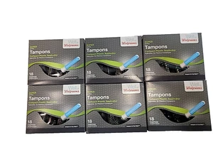 SET BESTEHEND AUS 6 Walgreens Superkompakter Tampon Glatt Kunststoff Applikator 18ea (108) - Bild 1 von 6