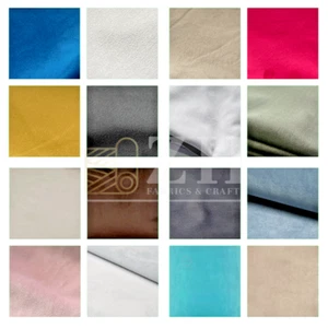 Plush Velvet Plain Upholstery Fabric Soft Cushions Beds Curtains Sofa 16 Colours - Picture 1 of 44