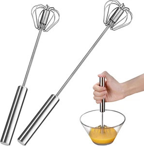 Egg Whisk,2 Pack Stainless Steel Home Kitchen Tool, Hand Easy Whisk Egg Beater M - Picture 1 of 12