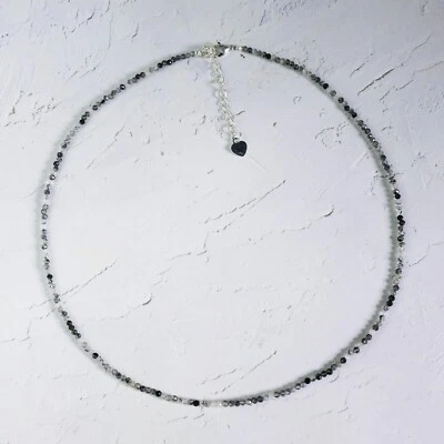 Gargantilla de cuarzo turmalinado delicadas cuentas de piedra collar cristal delicado gargantilla Foto 1 de 4